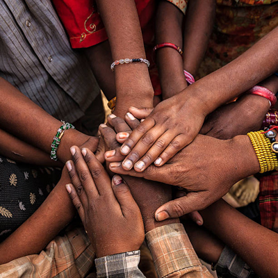 Children's hands in one of Indian villages showing unity. Children's hands in one of Indian villages showing unity.