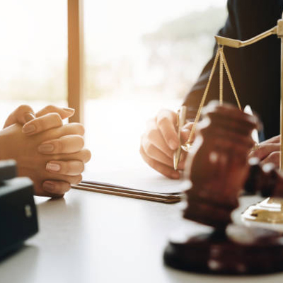 probono law Close up lawyer or judge consult having team meeting with client, Law and Legal services concept.